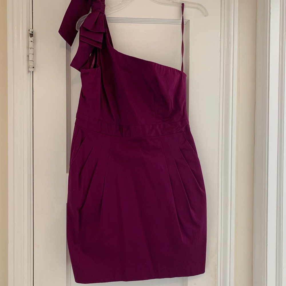French Connection One Shoulder Cocktail Dress with Bow